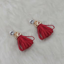 Jeweljunk Gold Plated Red Thread Earrings - 1313334C