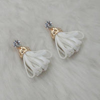 Jeweljunk Gold Plated White Thread Earrings - 1313334F
