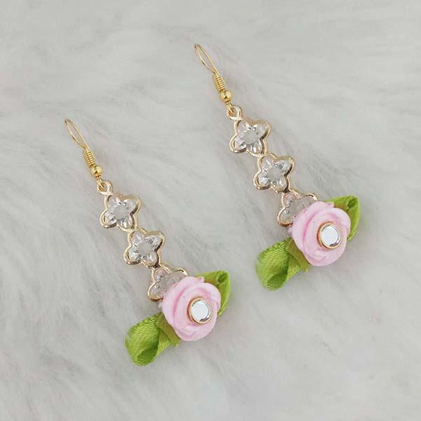 Kriaa Pink Floral Austrian Stone Dangler Earrings - 1313407C