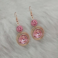 Jeweljunk Pink Austrian Stone Gold Plated Dangler Earrings - 1313415A