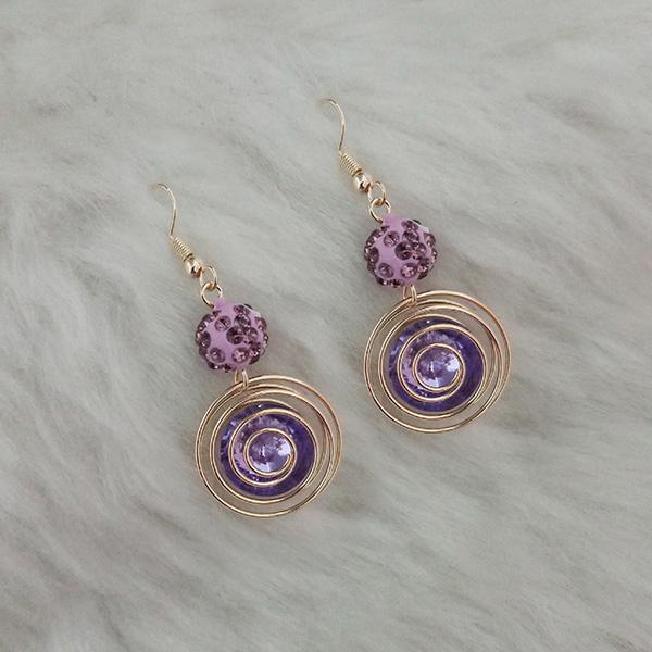 Jeweljunk Purple Austrian Stone Gold Plated Dangler Earrings - 1313415D