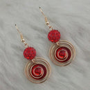 Jeweljunk Maroon Austrian Stone Gold Plated Dangler Earrings - 1313415F
