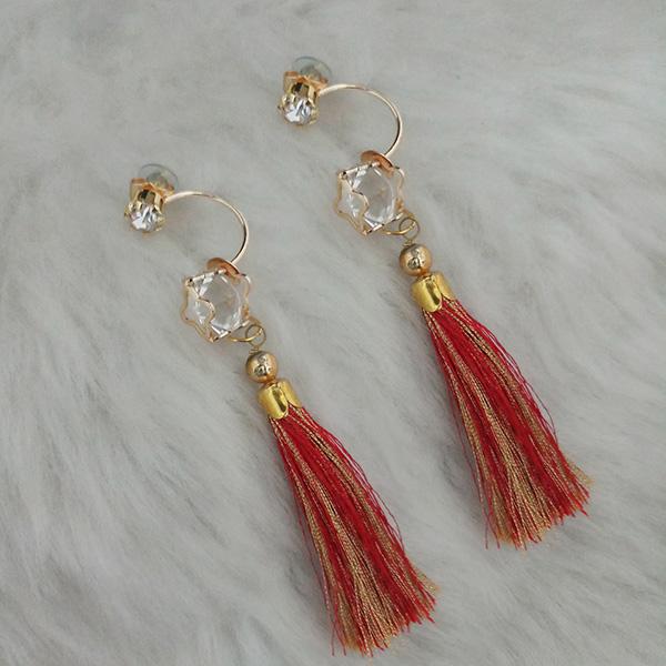 Tip Top Fashions Multi Thread Austrian Stone Tassel Earrings - 1313418E