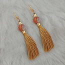 Jeweljunk Brown Thread Gold Plated Tassel Earrings - 1313420A