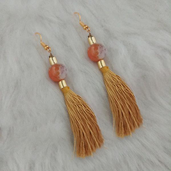 Jeweljunk Brown Thread Gold Plated Tassel Earrings - 1313420A