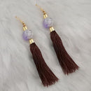 Jeweljunk Brown Thread Gold Plated Tassel Earrings - 1313420F