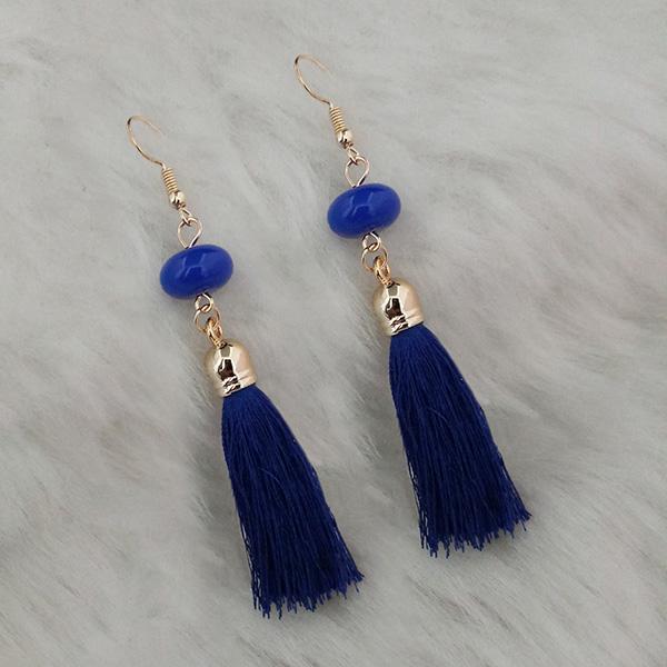 Jeweljunk Blue Thread Gold Plated Tassel Earrings - 1313421C