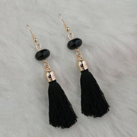 Jeweljunk Brown Thread Gold Plated Tassel Earrings - 1313421D