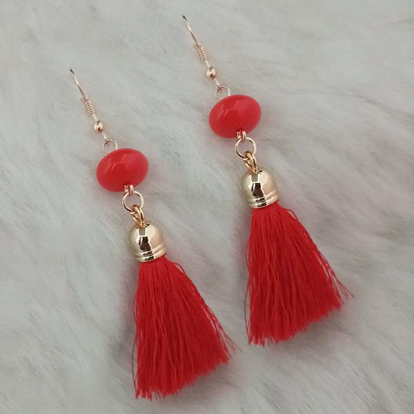 Jeweljunk Red Thread Gold Plated Tassel Earrings - 1313421F
