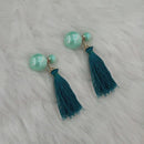 Jeweljunk Green Thread Tassel Earrings - 1313422B