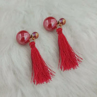 Jeweljunk Red Thread Tassel Earrings - 1313422D