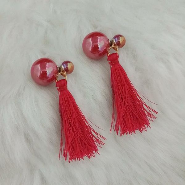 Jeweljunk Red Thread Tassel Earrings - 1313422D