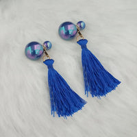 Jeweljunk Blue Thread Tassel Earrings - 1313422E