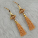 Jeweljunk Beige Thread Gold Plated Tassel Earrings - 1313425A