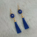 Jeweljunk Gold Plated Blue Thread Tassel Earrings - 1313426A