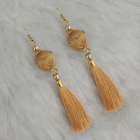 Jeweljunk Brown Thread Gold Plated Tassel Earrings - 1313426D