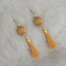 Jeweljunk Beige Thread Gold Plated Tassel Earrings - 1313428A