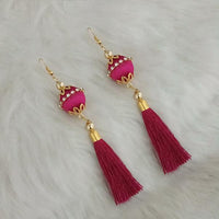 Jeweljunk Purple Thread Gold Plated Tassel Earrings - 1313428C