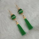 Jeweljunk Green Thread Gold Plated Tassel Earrings - 1313428E