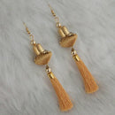 Jeweljunk Beige Thread Gold Plated Tassel Earrings - 1313429A
