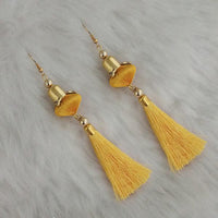 Jeweljunk Gold Plated Beige Thread Tassel Earrings - 1313429C