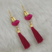 Jeweljunk Gold Plated Purple Thread Tassel Earrings - 1313429D