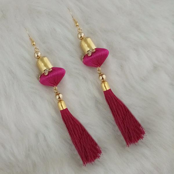 Jeweljunk Gold Plated Purple Thread Tassel Earrings - 1313429D