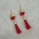 Jeweljunk Gold Plated Red Thread Tassel Earrings - 1313429F