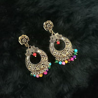 Jeweljunk Multi Beads Antique Gold Plated Dangler Earrings - 1313503H