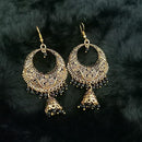 Jeweljunk Black Beads Antique Gold Plated Jhumki Earrings - 1313504D