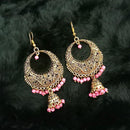 Jeweljunk Antique Gold Plated Pink Beads Jhumki Earrings - 1313504E