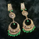 Jeweljunk Green Beads Antique Gold Plated Dangler Earrings - 1313505E