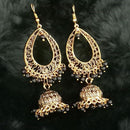 Jeweljunk Black Beads Antique Gold Plated Jhumki Earrings - 1313506G