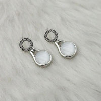Kriaa Resin Stone Rhodium Plated Dangler Earrings - 1313615B