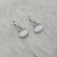 Kriaa Resin Stone Rhodium Plated Dangler Earrings - 1313621B