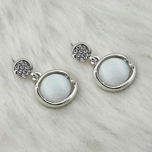 Kriaa Resin Stone Rhodium Plated Dangler Earrings - 1313623B