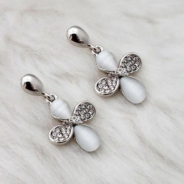 Kriaa Resin Stone Rhodium Plated Dangler Earrings - 1313628B