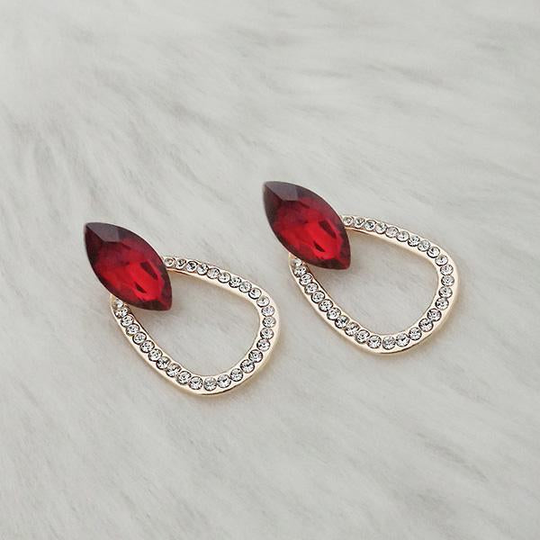 Kriaa Maroon Crystal Stone Gold Plated Dangler Earrings - 1313632F