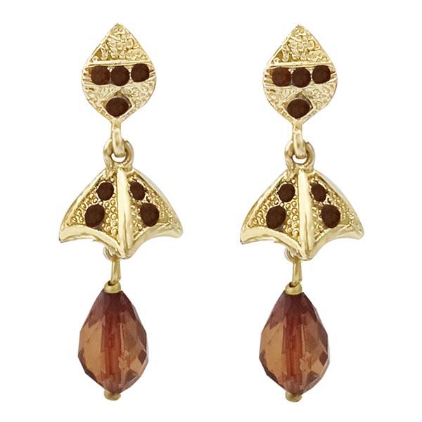 Kriaa Gold Plated Brown Austrian Stone Jhumki Earrings - 1313702F