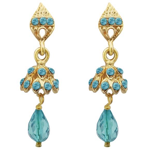 Kriaa Gold Plated Blue Austrian Stone Jhumki Earrings - 1313703B