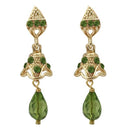 Kriaa Gold Plated Green Austrian Stone Jhumki Earrings - 1313704C