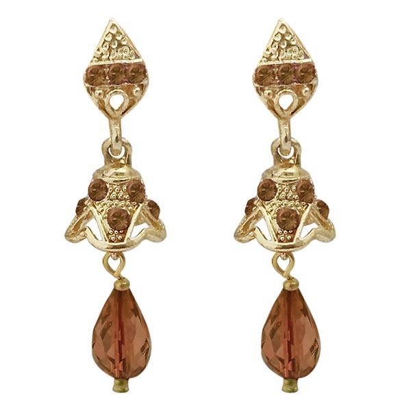 Kriaa Gold Plated Brown Austrian Stone Jhumki Earrings - 1313704H
