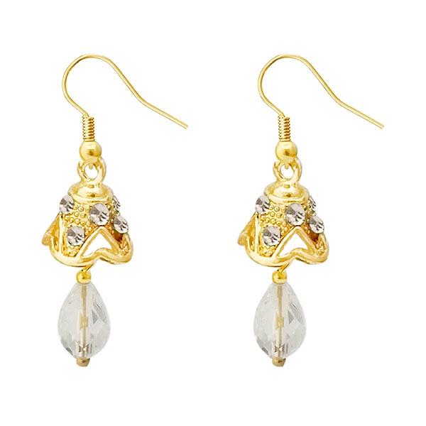 Kriaa Gold Plated White Austrian Stone Jhumki Earrings - 1313706G