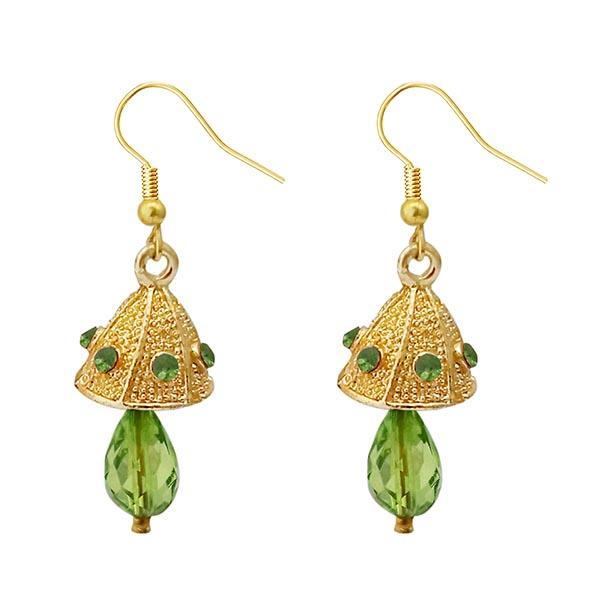 Kriaa Gold Plated Green Austrian Stone Jhumki Earrings - 1313707E