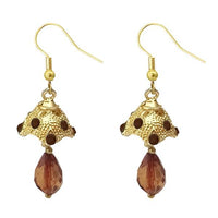 Kriaa Austrian Stone Brown Gold Plated Jhumki Earrings - 1313708F