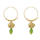 Kriaa Austrian Stone Green Gold Plated Jhumki Earrings - 1313710D
