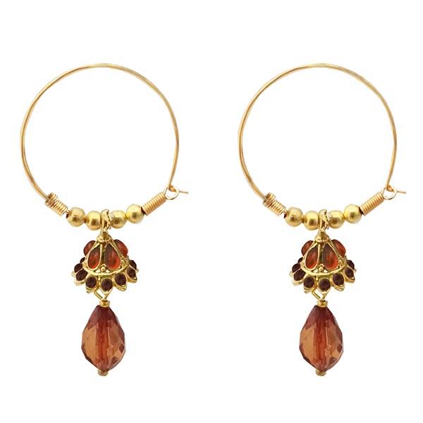 Kriaa Austrian Stone Brown Gold Plated Jhumki Earrings - 1313711I