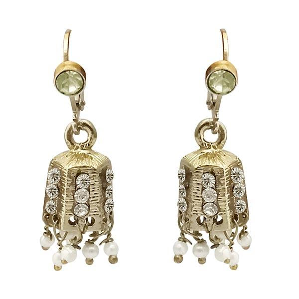 Kriaa Austrian Stone White Gold Plated Jhumki Earrings - 1313713F