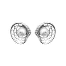 Kriaa Austrian Stone Pearl Silver Plated Stud Earrings - 1313802