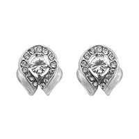 Kriaa Austrian Stone Silver Plated Stud Earrings - 1313803